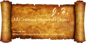 Jánossy Honorátusz névjegykártya